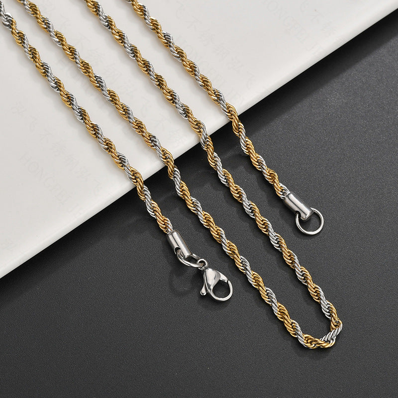 Steel Hip Hop Vacuum Plating Twisted Necklaces