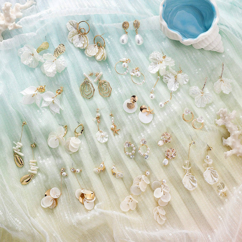 Women's Sweet Cold Starfish Shell Shaped Pearl Earrings