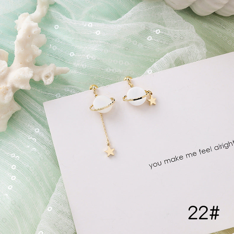 Women's Sweet Cold Starfish Shell Shaped Pearl Earrings