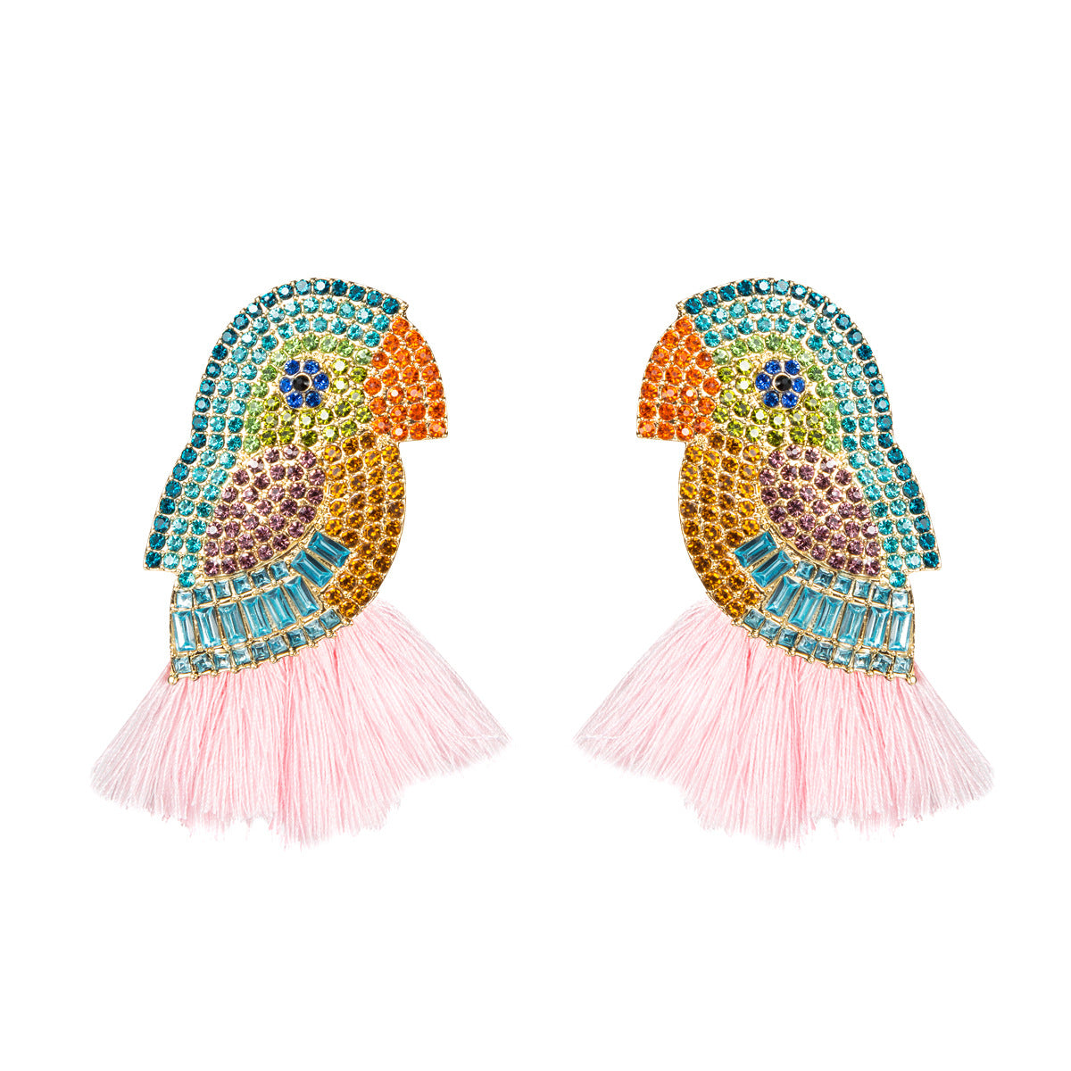 Acrylic Colorful Crystals Parrot Tassel Female Earrings