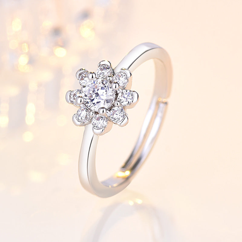 Women's Style Snowflake Open Fashion Elegant Diamond Rings