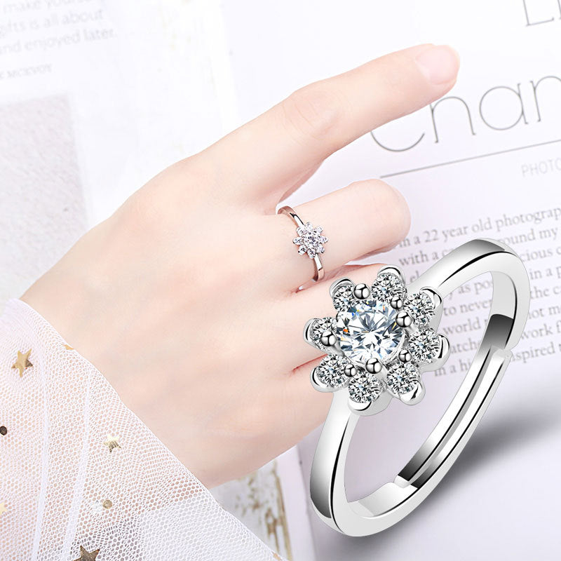 Women's Style Snowflake Open Fashion Elegant Diamond Rings