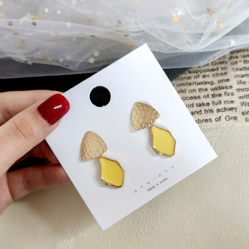 Damen-Ohrringe, frische gelbe Serie, Perlenquaste, schöne Blumen