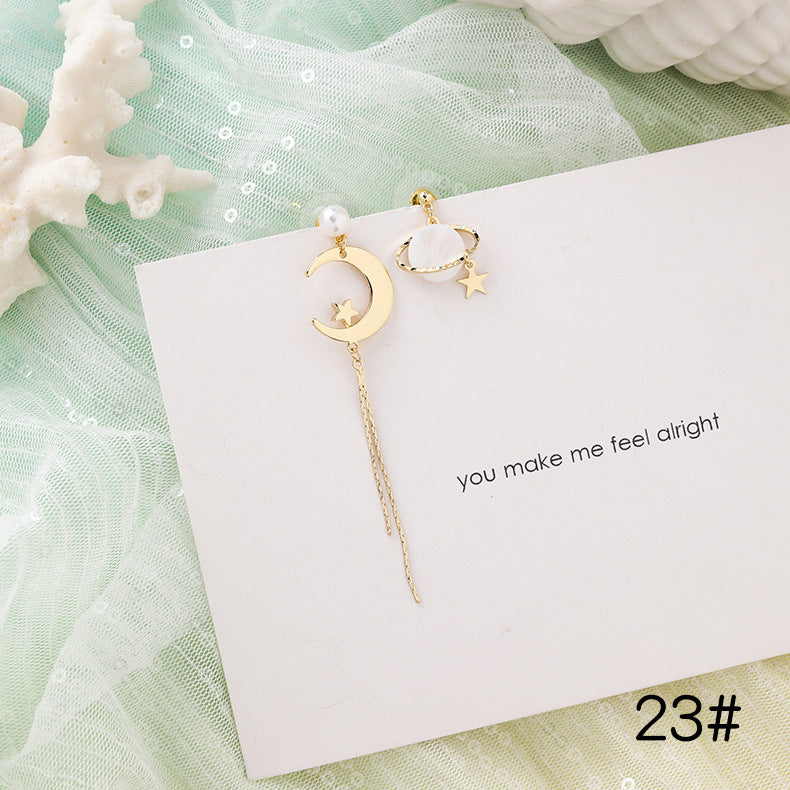 Women's Sweet Cold Starfish Shell Shaped Pearl Earrings