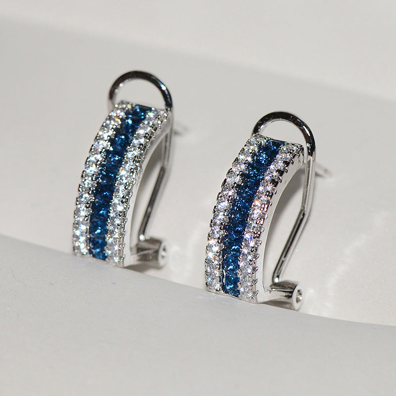 Women's White Gold Plated Color Imitation Sapphire Rings