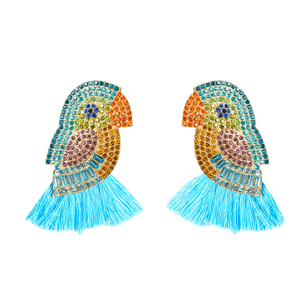 Acrylic Colorful Crystals Parrot Tassel Female Earrings