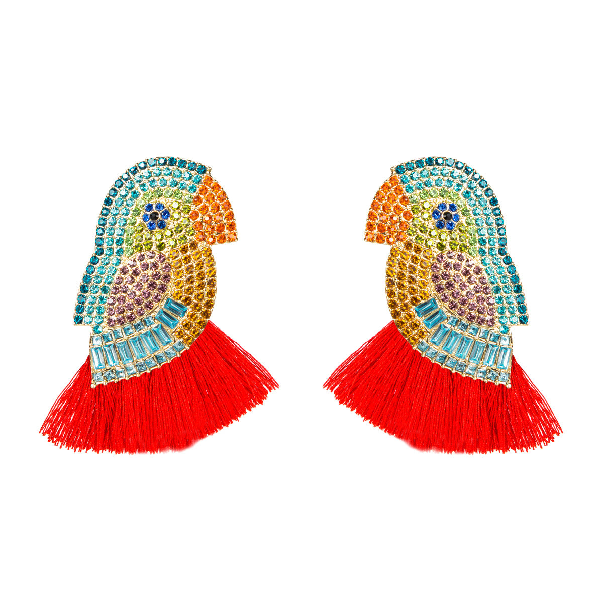 Acrylic Colorful Crystals Parrot Tassel Female Earrings