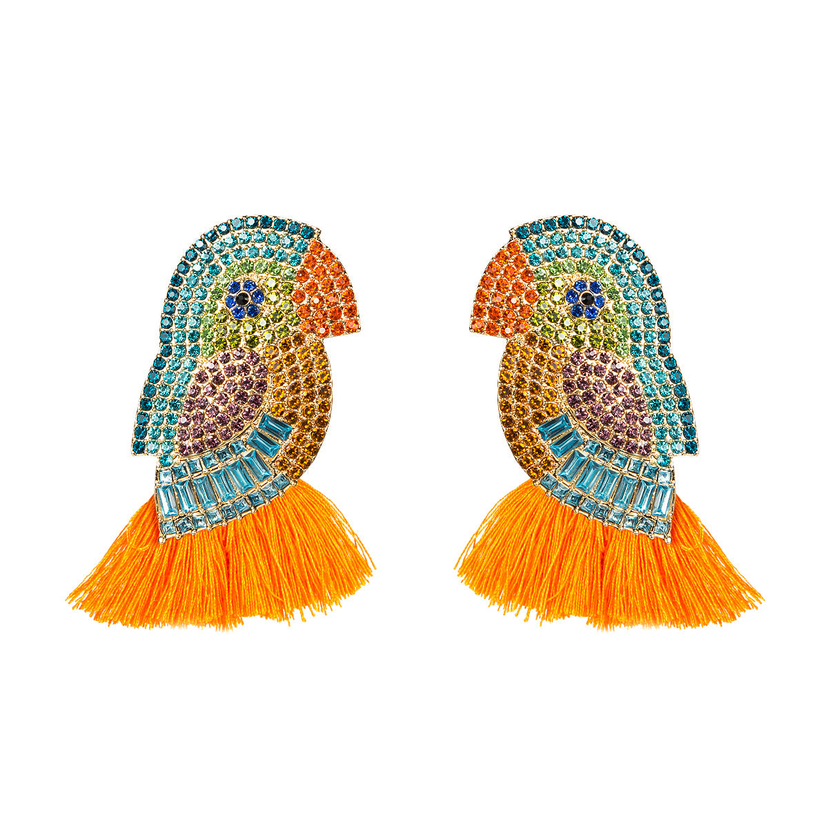 Acrylic Colorful Crystals Parrot Tassel Female Earrings