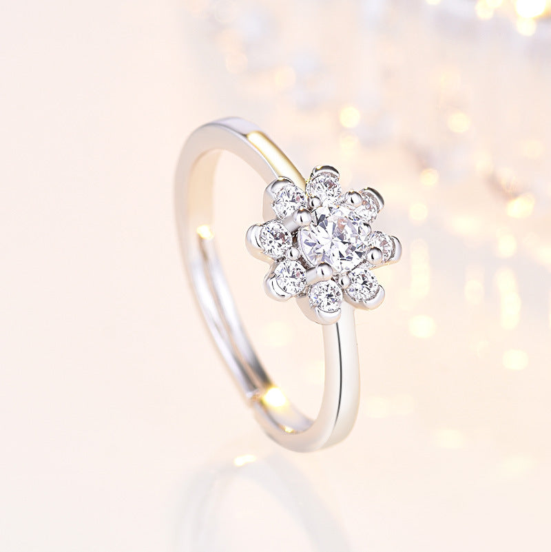 Women's Style Snowflake Open Fashion Elegant Diamond Rings