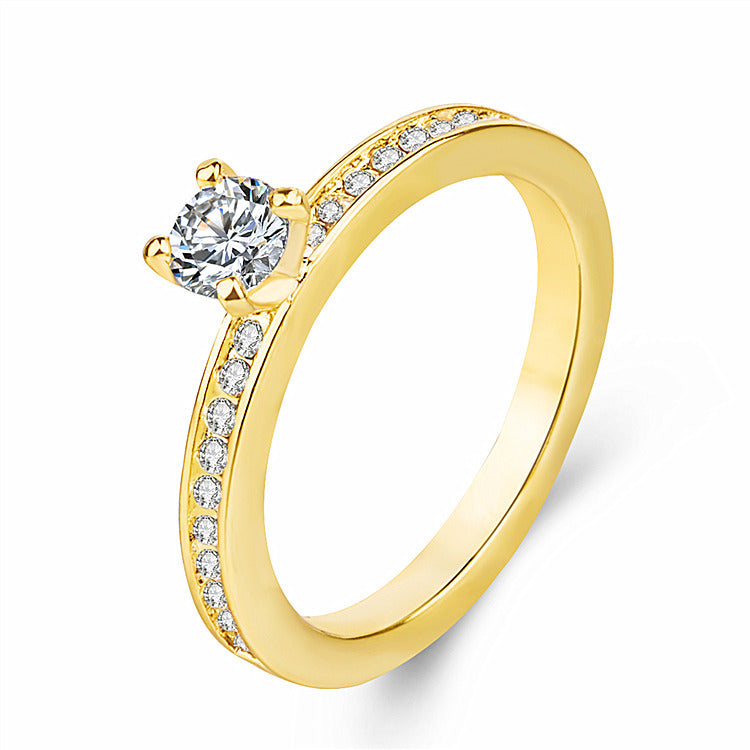 Women's Fashion Design Full Diamond Gold Food Rings