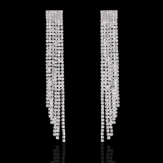 Diamond Claw Chain Fashion Exaggerated Rhinestone Earrings