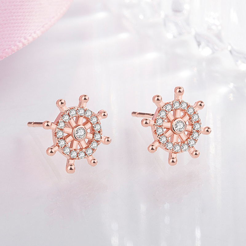 Women's Summer Ferris Wheel With Diamonds Simple Ear Earrings