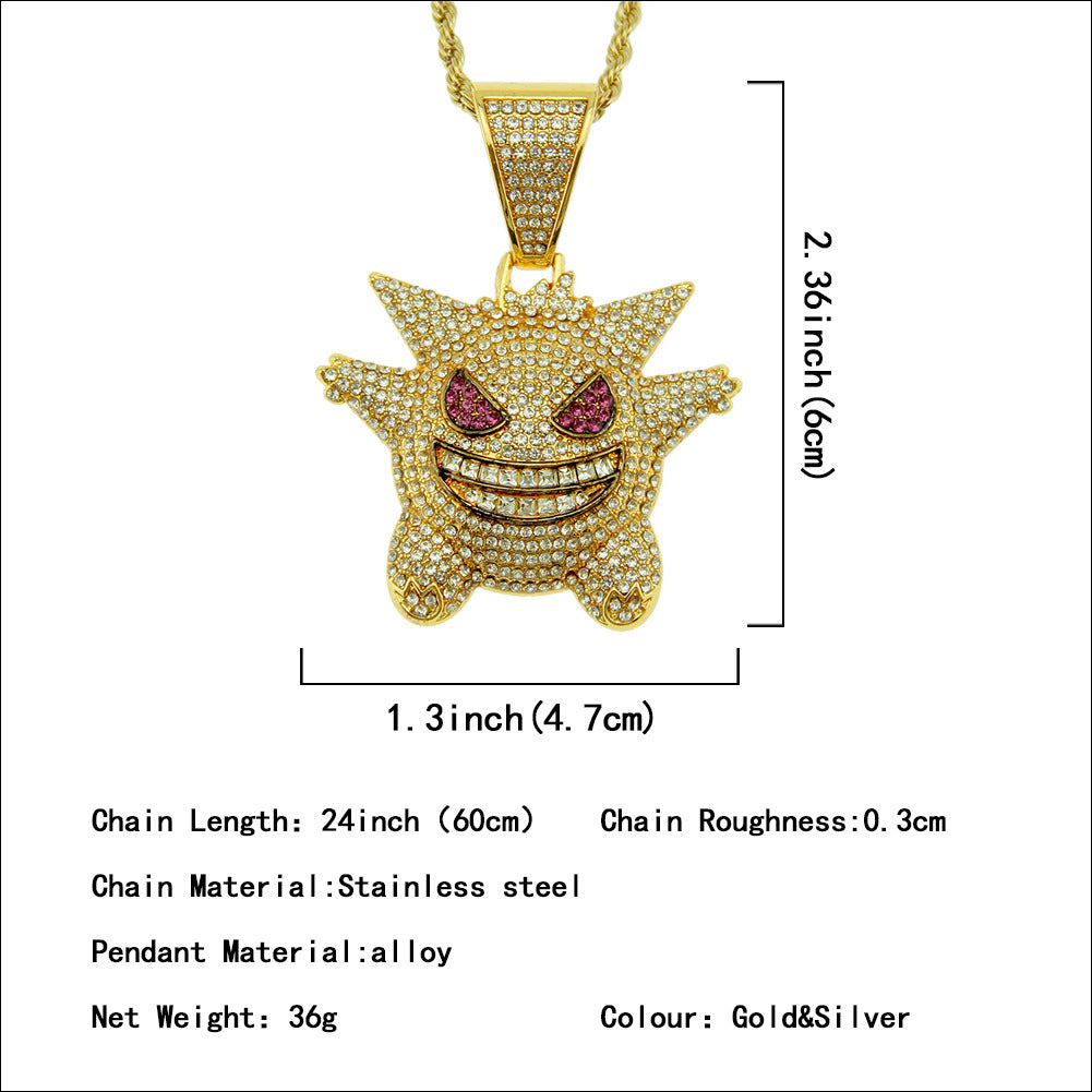 Colliers tridimensionnels avec pendentif Hip Hop en diamant, souvenirs pour enfants