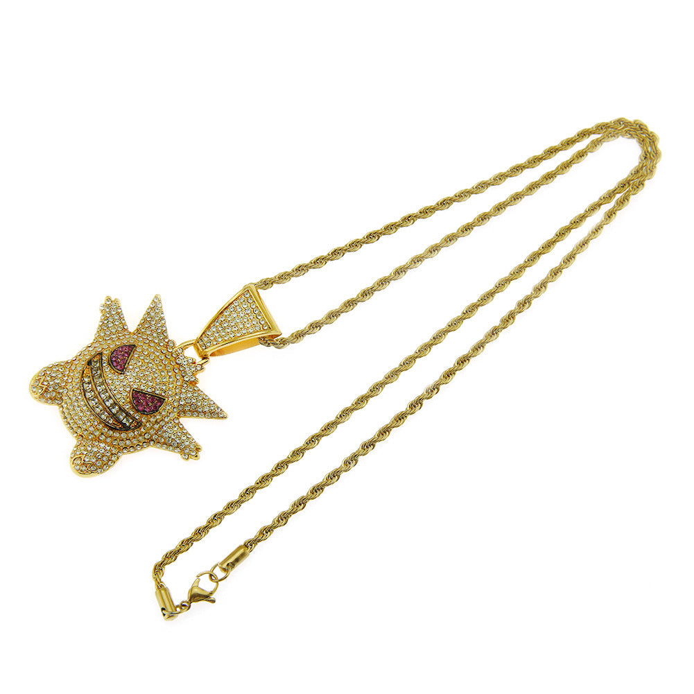 Colliers tridimensionnels avec pendentif Hip Hop en diamant, souvenirs pour enfants