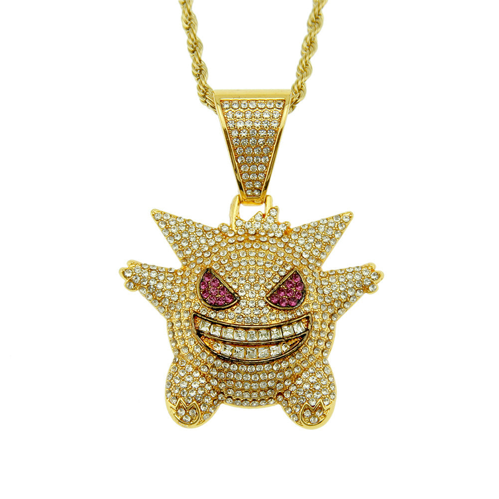 Colliers tridimensionnels avec pendentif Hip Hop en diamant, souvenirs pour enfants