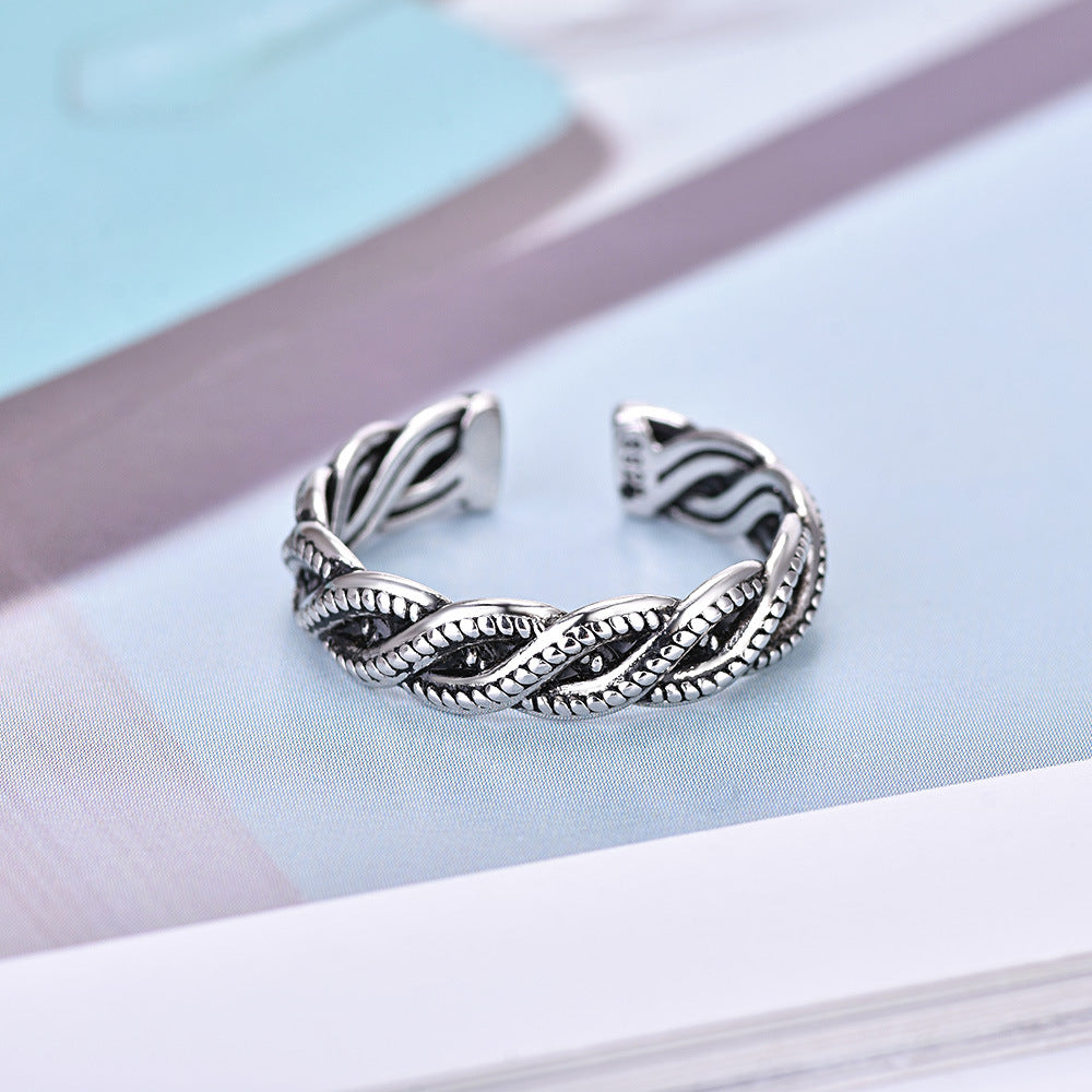 Women's & Men's Interwoven And Vintage Open Niello Jewelry Korean Rings