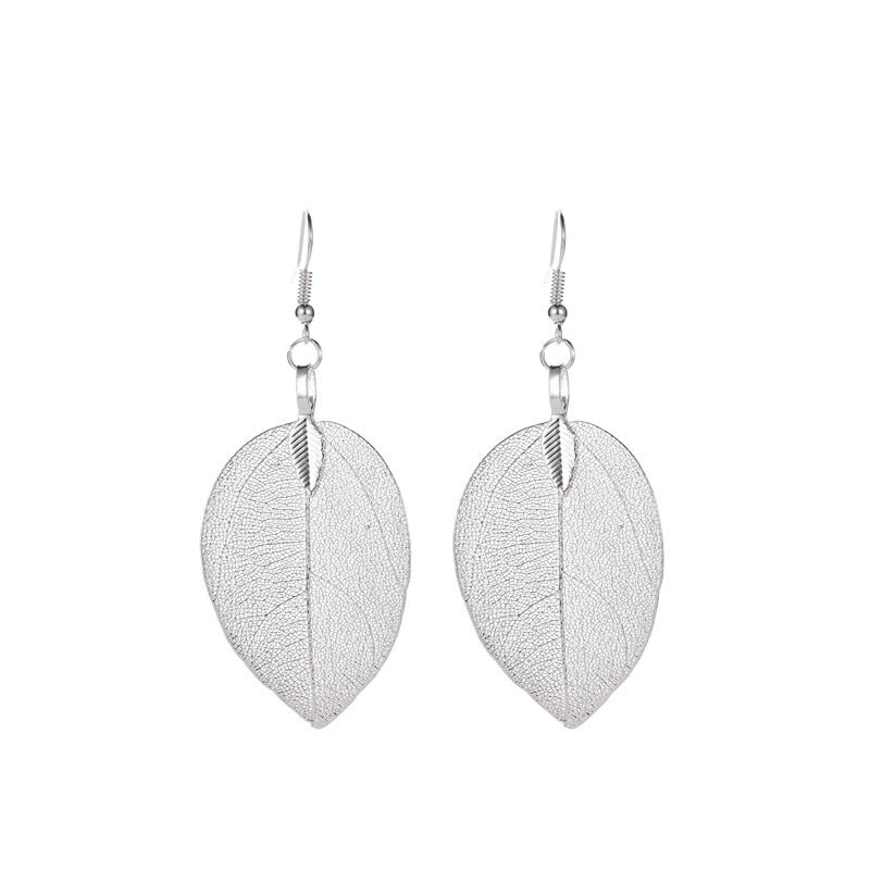 Vintage Fashion Temperament Long Hollow Leaves Earrings
