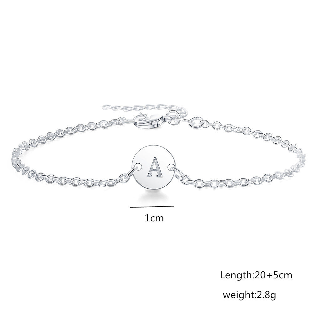 New Sier-plated English Letter Tag Anklet Bracelets