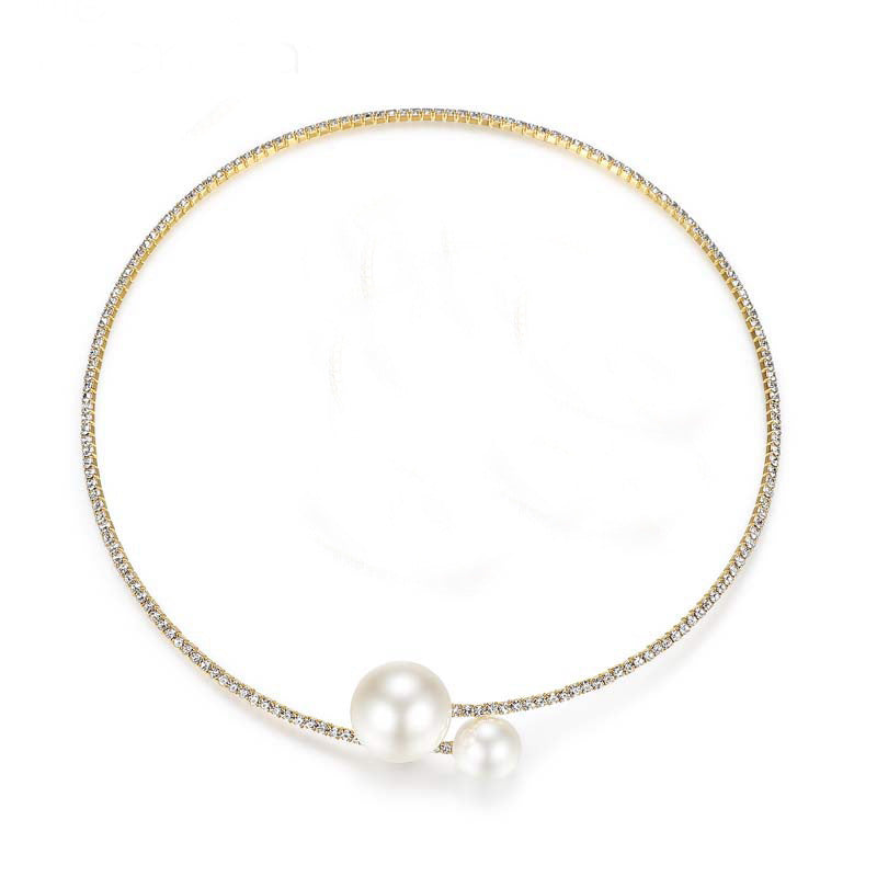 Women's Rhinestone Single Row Large And Small Necklaces