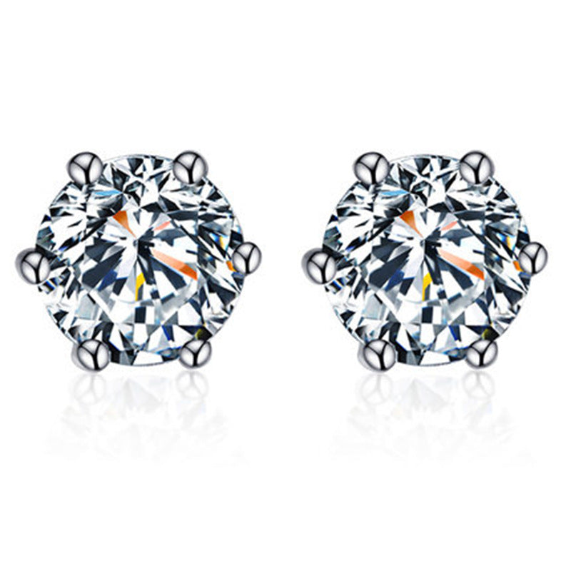 Sier Artificial Diamond Zircon Female Graceful Petite Male Rhinestone Earrings