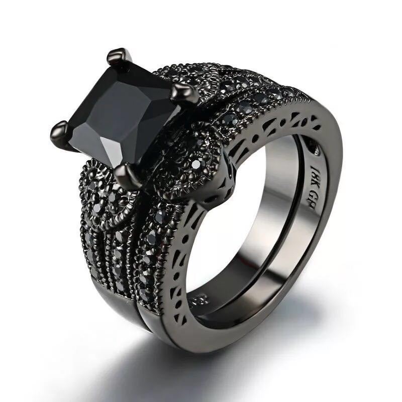 Gold Two-piece Set With Zircon Simple Rings