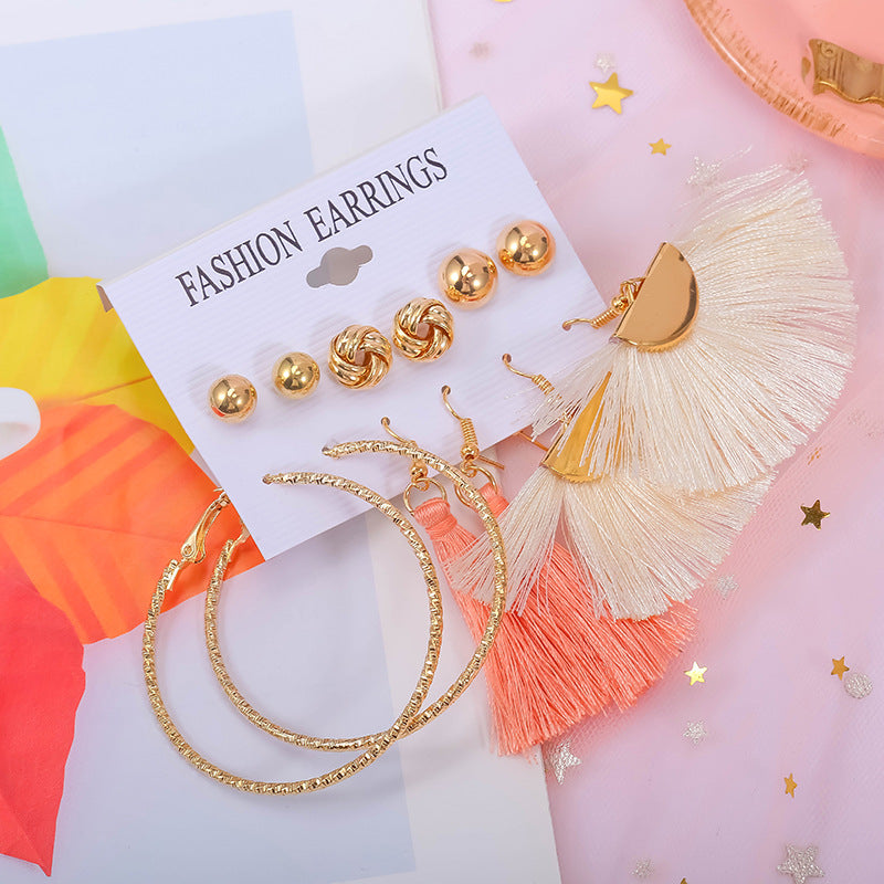 Women's Personality Fashion Tassel Bohemian Flower Earrings