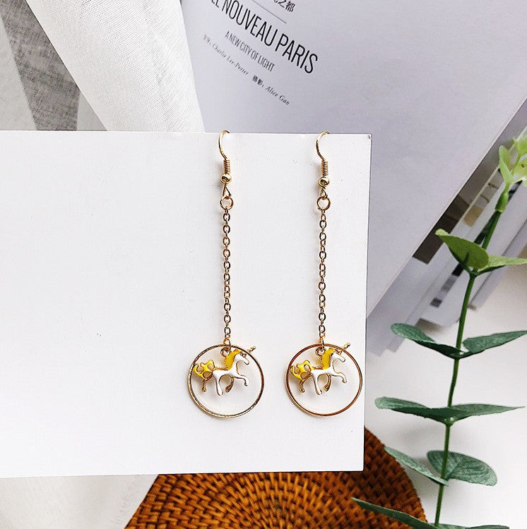 Damen-Ohrringe, frische gelbe Serie, Perlenquaste, schöne Blumen