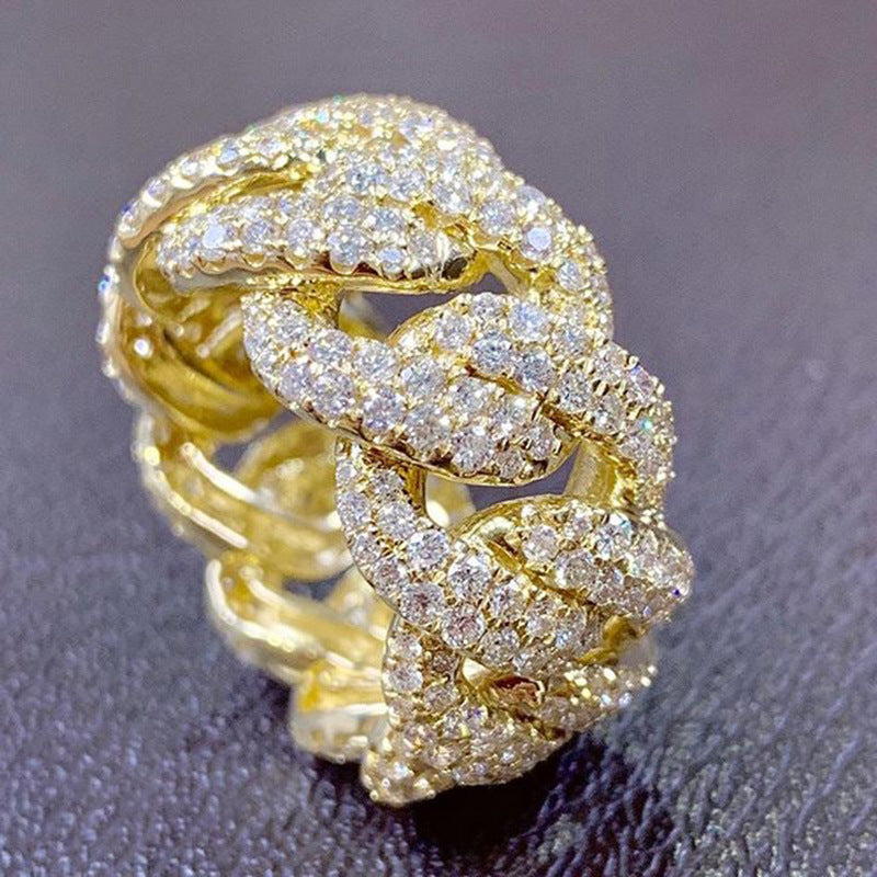 Men's Circle Diamond Hip Hop Winding Chain Rings