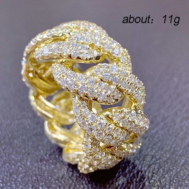 Men's Circle Diamond Hip Hop Winding Chain Rings