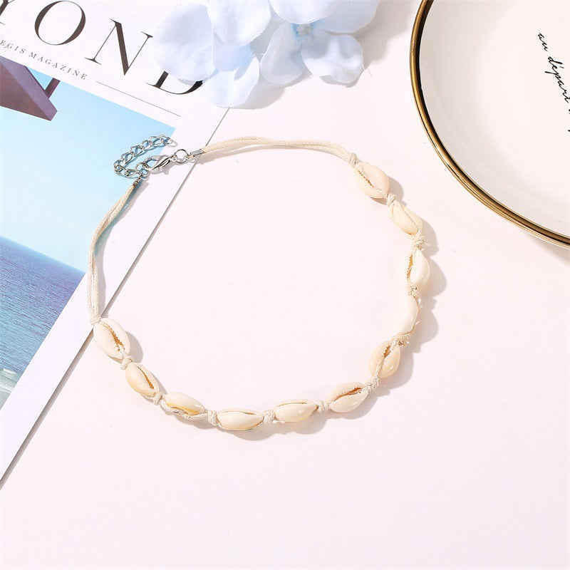 Women's Black Knotted Beach Style Natural Shell Necklaces