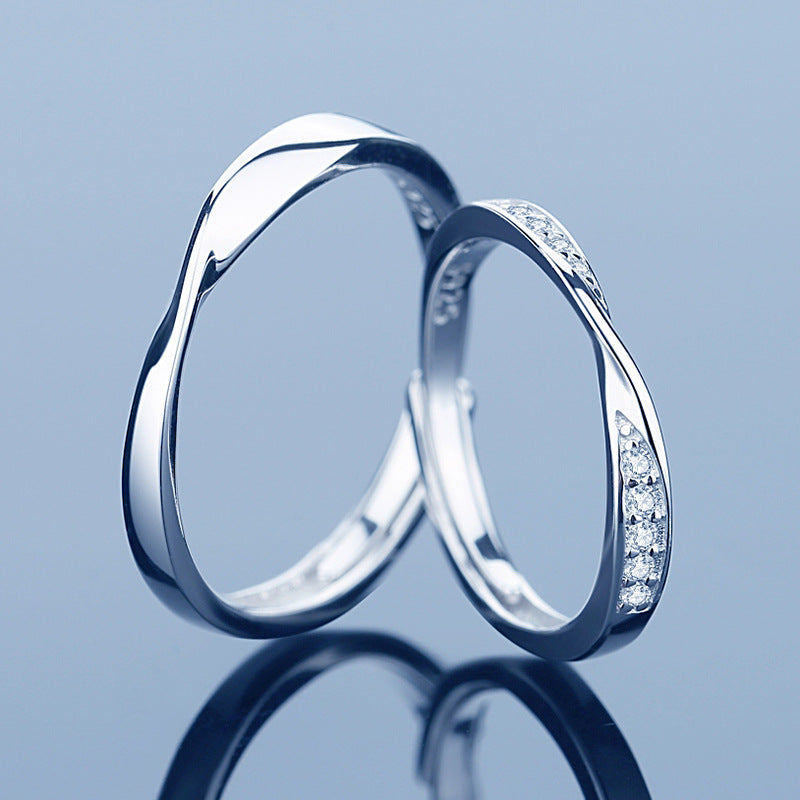 Damen & Herren & Mobius Strip Paar Paar und Sterling Ringe