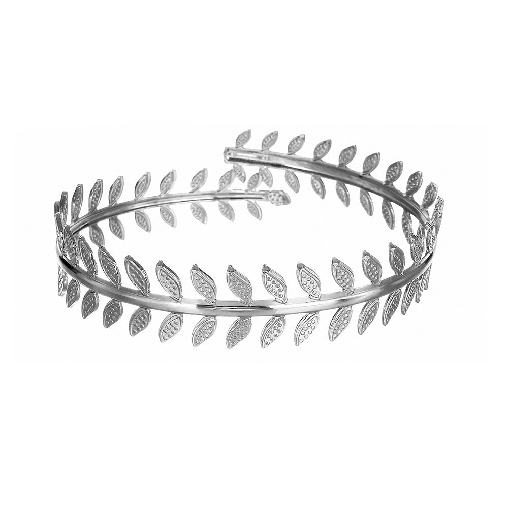 Hand Exaggerated Metal Feather Leaf Punk Bracelet