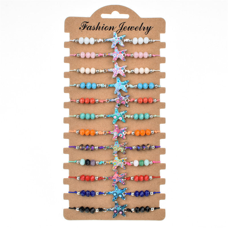 Frauen-Malerei-Öl-Schnur bunte Kristallperlen handgewebte Armbänder