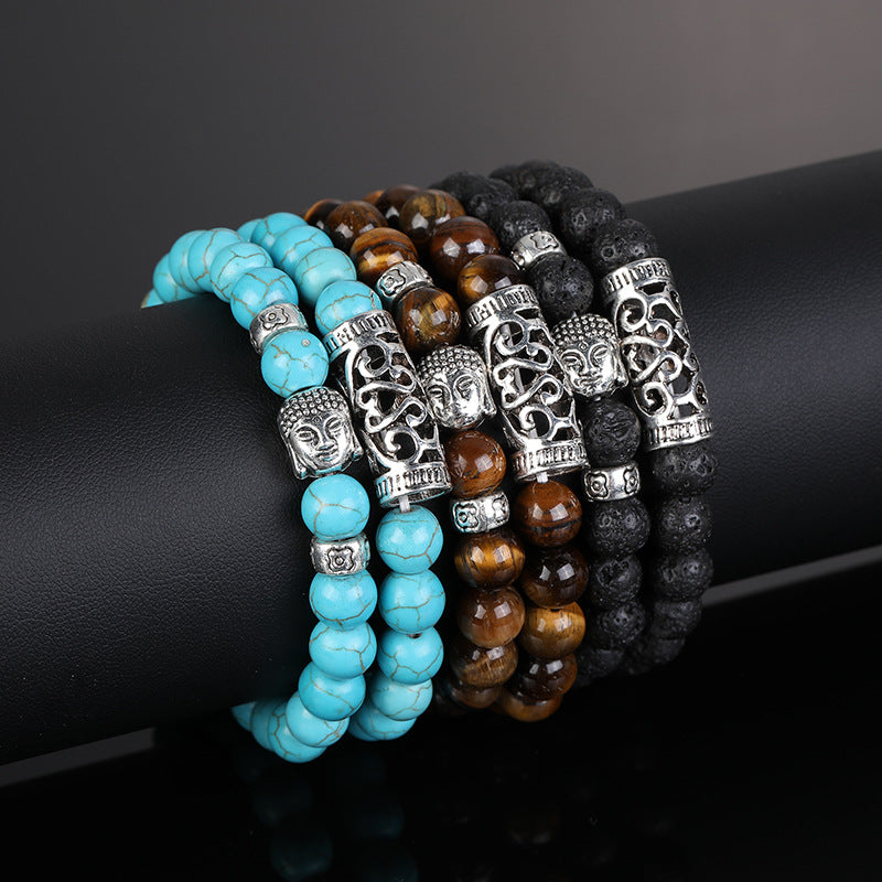 Personalisierte kreative vulkanische Armbänder mit weißem Türkis-Ornament