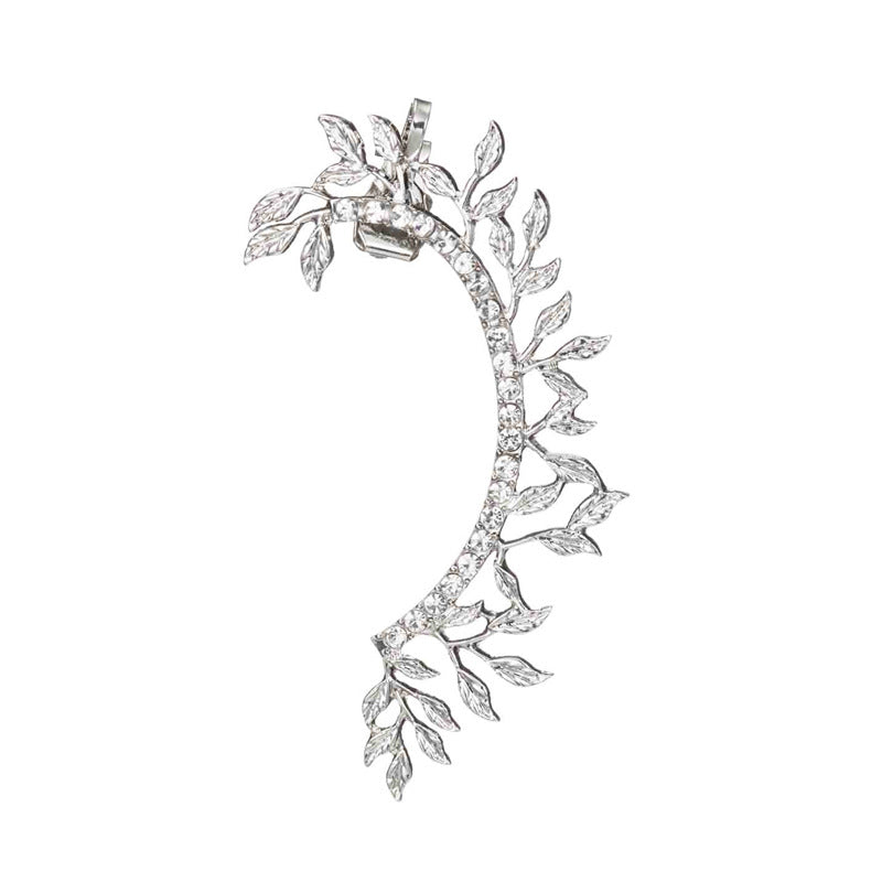 Women's Elegant Leaves Diamond Creative Single Domineering Earrings