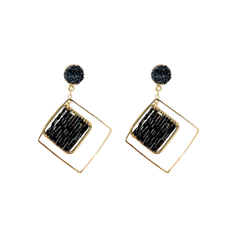 Geometry Rhombus Fashion Temperamental Long Eardrops Earrings