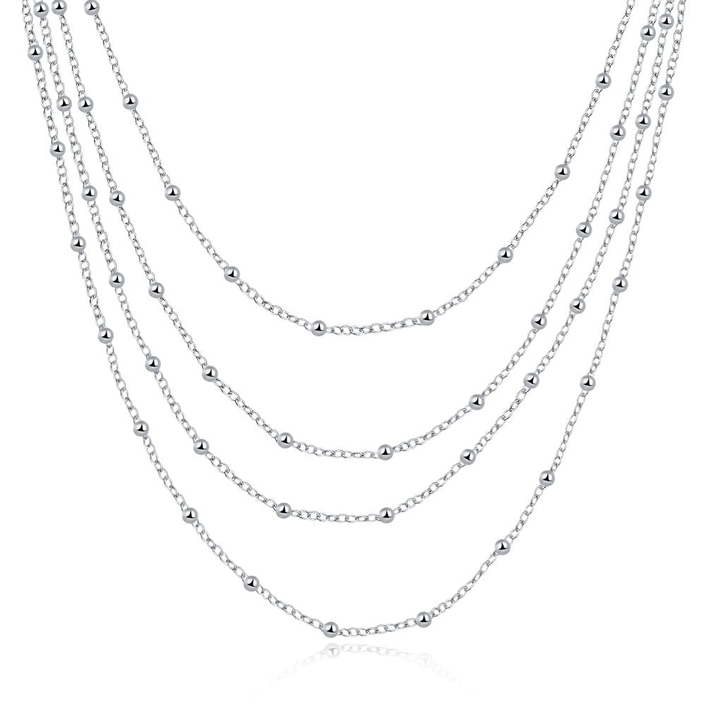 Fashion Jewelry Sier Plated Beads Chain Necklaces
