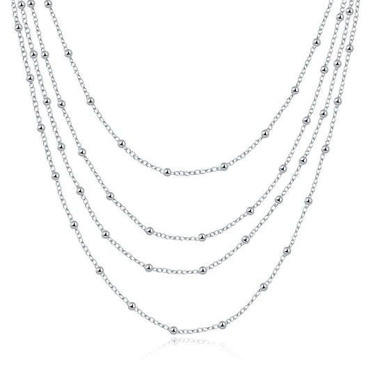 Fashion Jewelry Sier Plated Beads Chain Necklaces