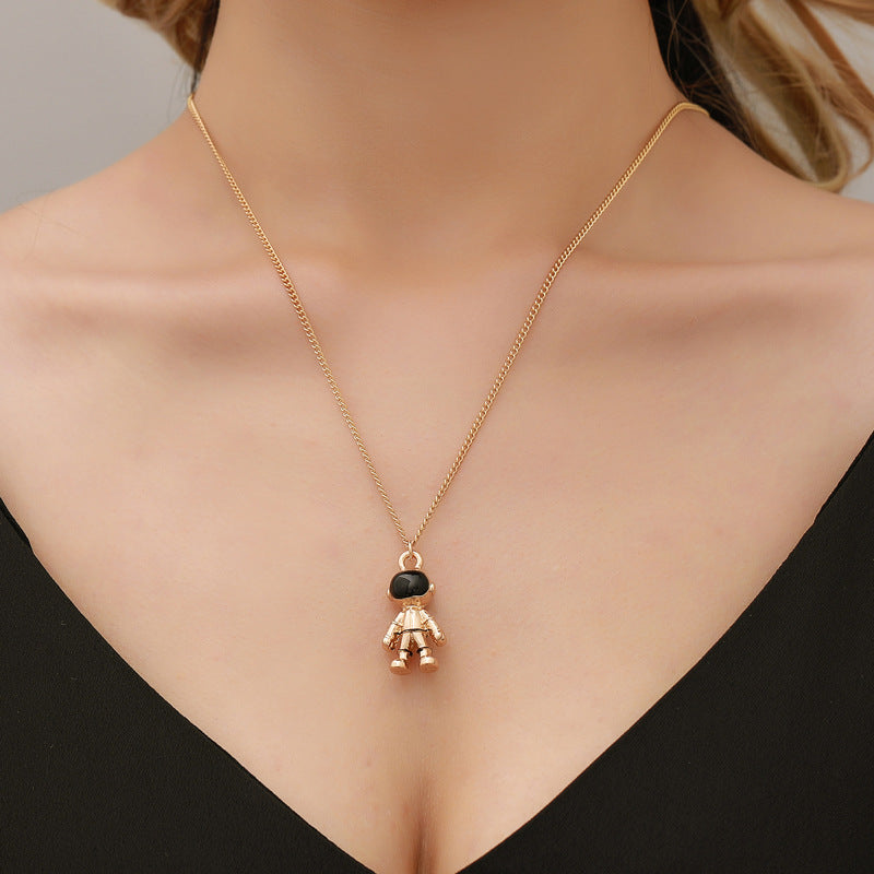 Women's & Men's & Hop Metal Spaceman Robot Astronaut Sweater Necklaces
