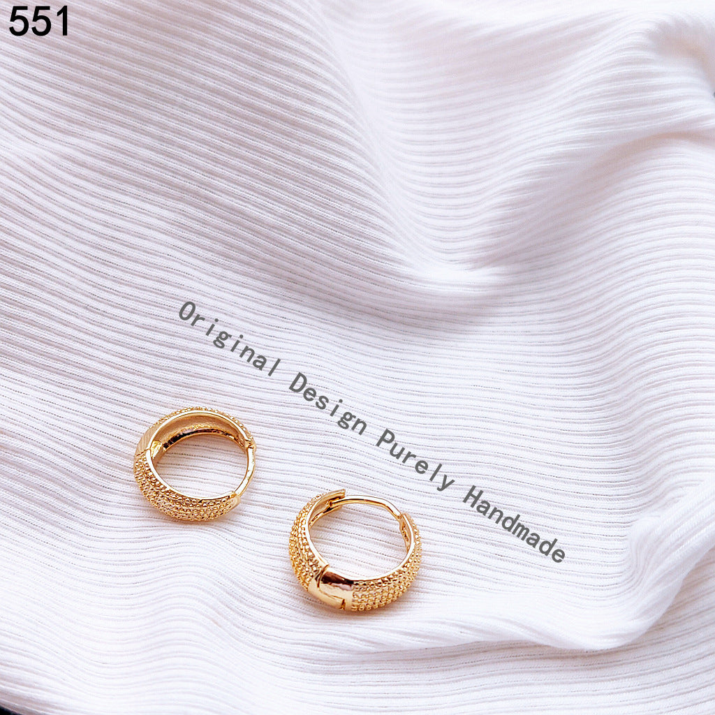 Real Gold Round Niche Temperament Simple Female Earrings