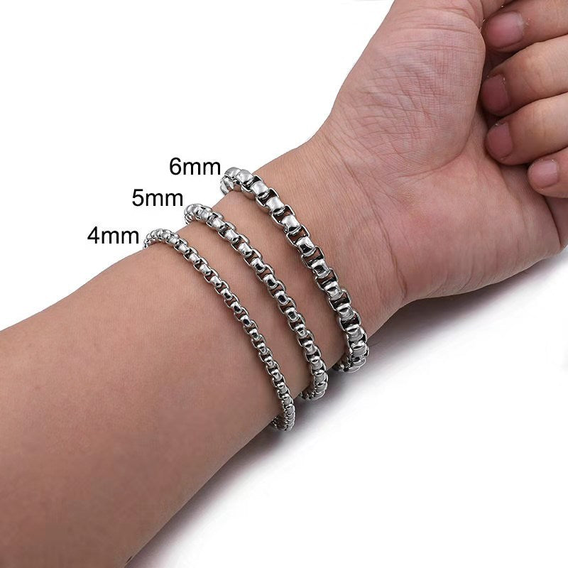 Trendige Herren-Korbketten-Edelstahl-Ornamentarmbänder aus Stahl