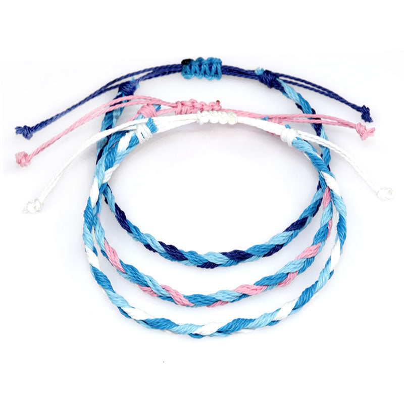 Ornamentfarbene, gewebte, wasserfeste Wachslinien-Armbänder