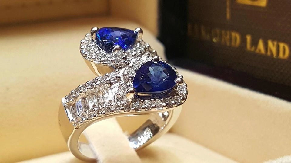 Women's Inlaid Water Drop Sapphire Ornament Accessories Rings
