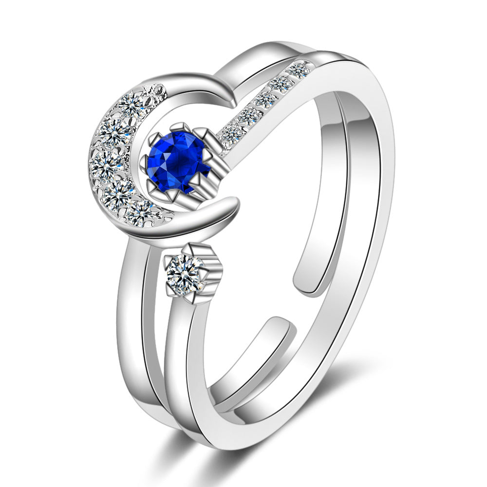 Stern-Mond-weibliche Mode-offene kalte Ringe