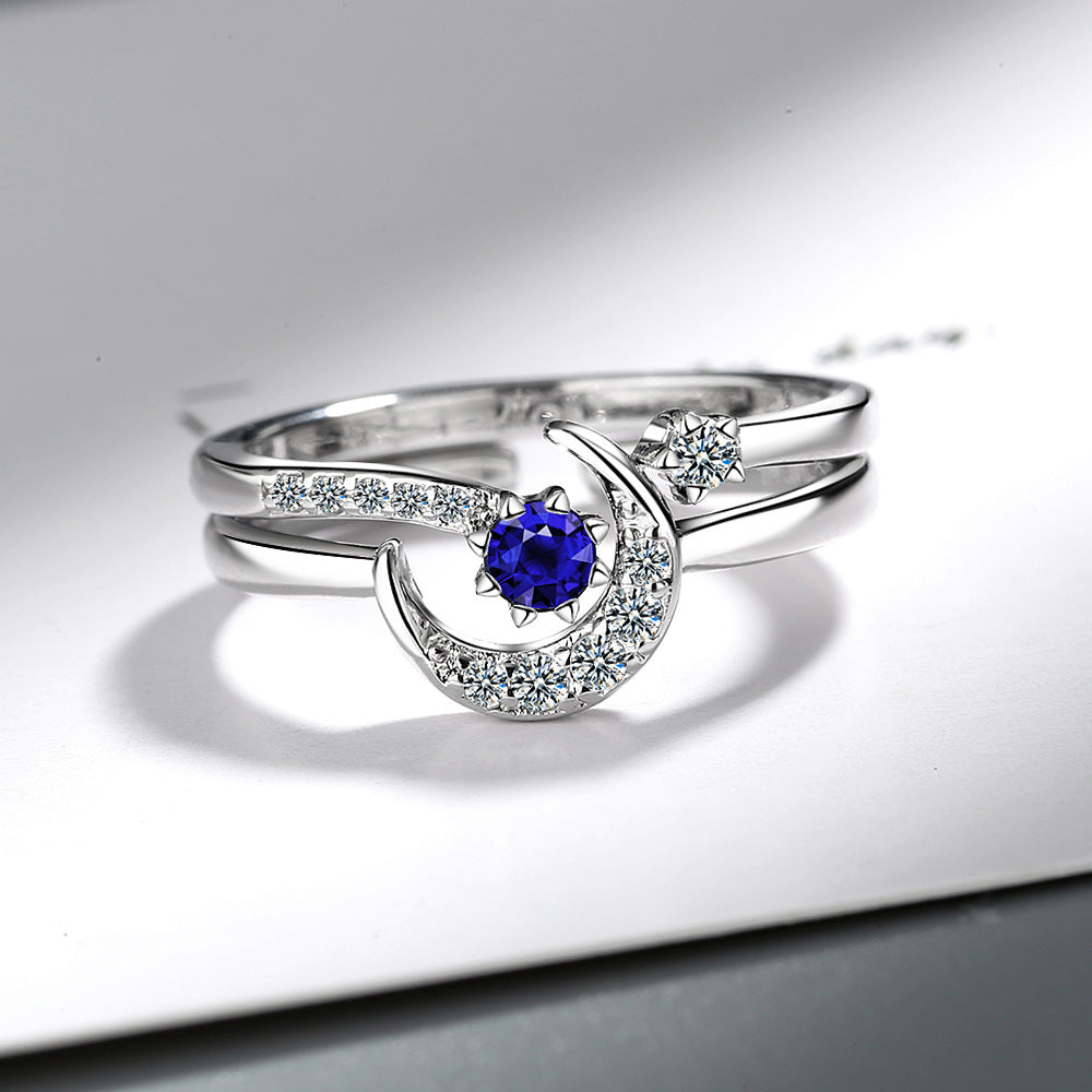 Stern-Mond-weibliche Mode-offene kalte Ringe