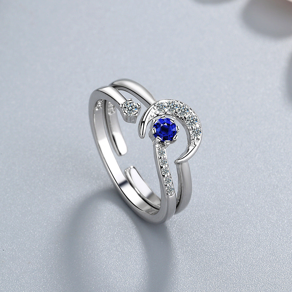 Stern-Mond-weibliche Mode-offene kalte Ringe