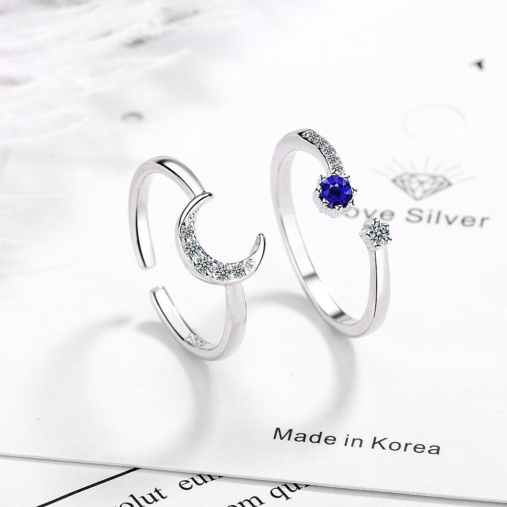 Stern-Mond-weibliche Mode-offene kalte Ringe