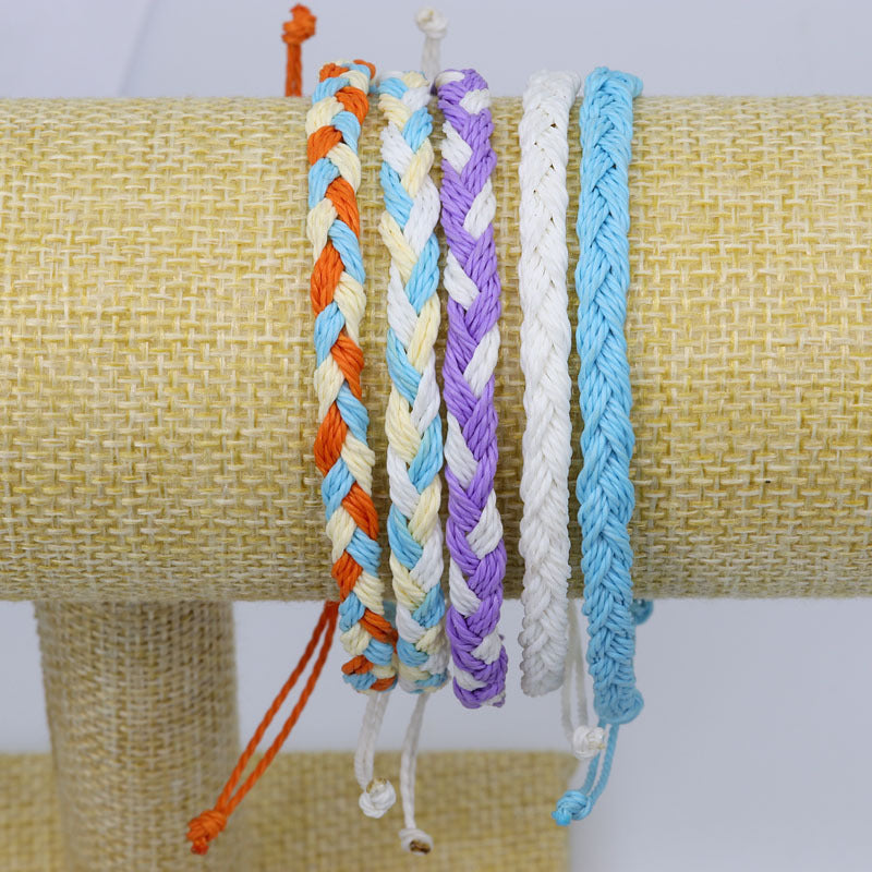 Ornamentfarbene, gewebte, wasserfeste Wachslinien-Armbänder