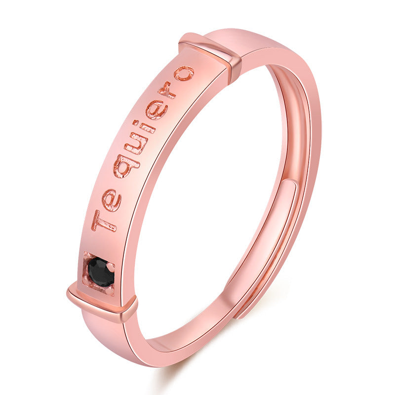 Women's & Men's & Rose Gold Plated Couple And Open Letters Rings