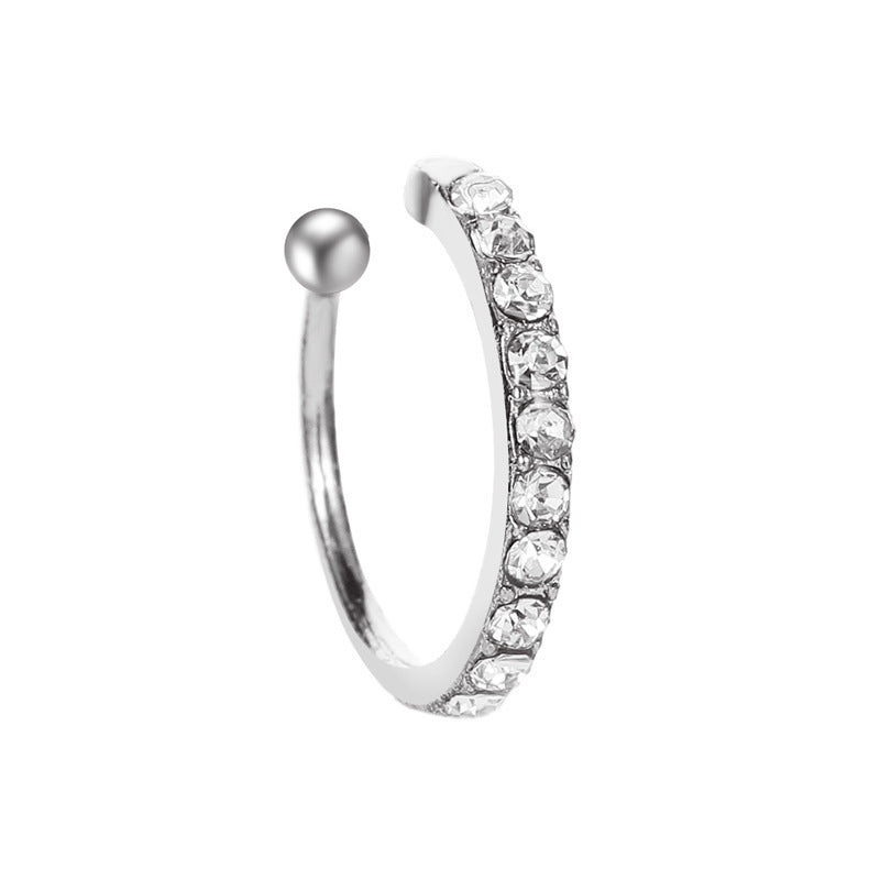 Classic Design With Diamond Pseudo Without Pierced Ears Single Micro Ear Clip